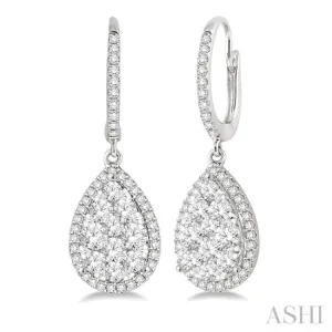 1 1/2 Ctw Pear Shape Diamond Lovebright Earrings in 14K White Gold