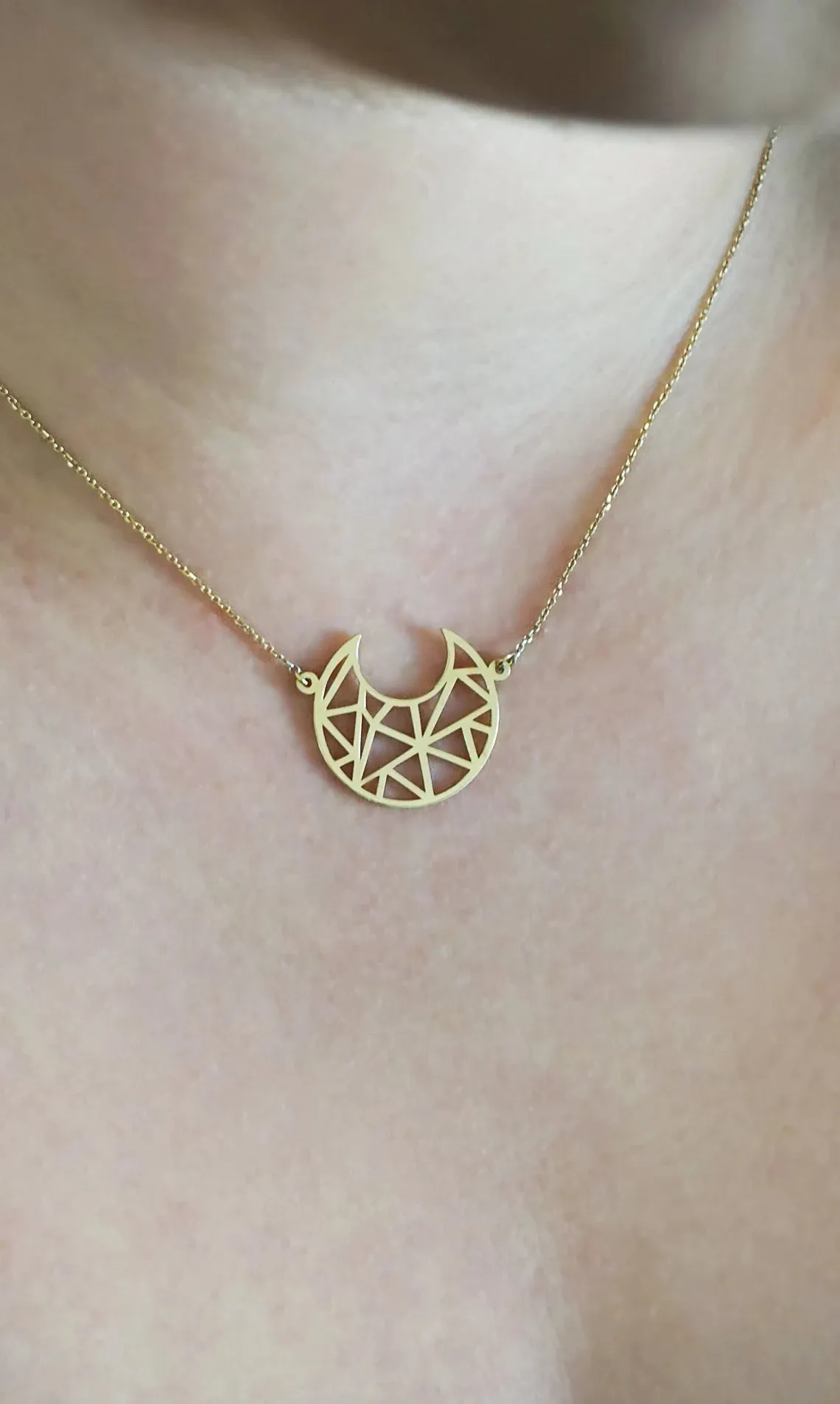 14K Gold Vermeil  Crescent Moon Origami necklace  necklace - Celestial Necklace