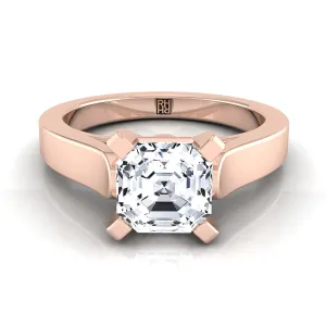 14K Rose Gold Asscher Cut  Cathedral Style Solitaire Engagement Ring