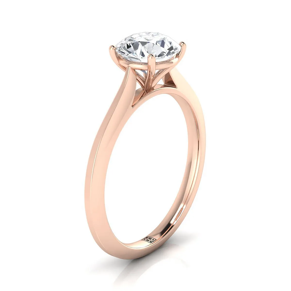 14K Rose Gold Round Brilliant  Timeless Solitaire Comfort Fit Engagement Ring