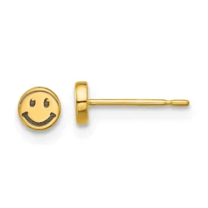 14k Smiley Face Post Earrings