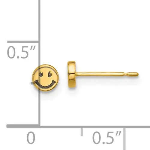 14k Smiley Face Post Earrings