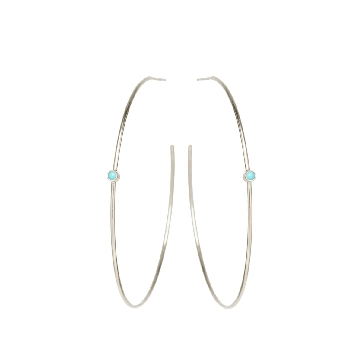 14k Turquoise Bezel Center Hoops