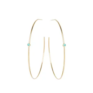 14k Turquoise Bezel Center Hoops