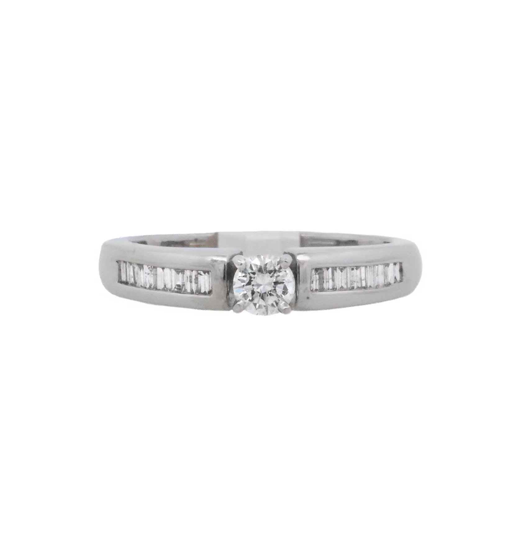 14K White Round Diamond 0.22Ct Contemporary Engagement Ring