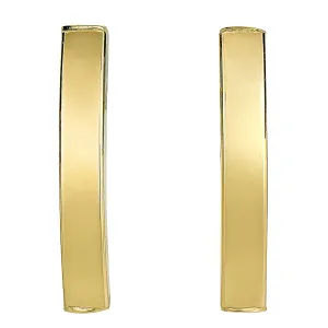 14k Yellow Gold Curved Tube Rectangular Climber Bar Style Stud Earrings