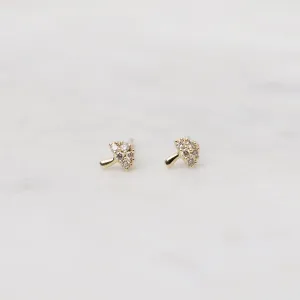 14k Yellow Gold Diamond Mushroom Post Earrings