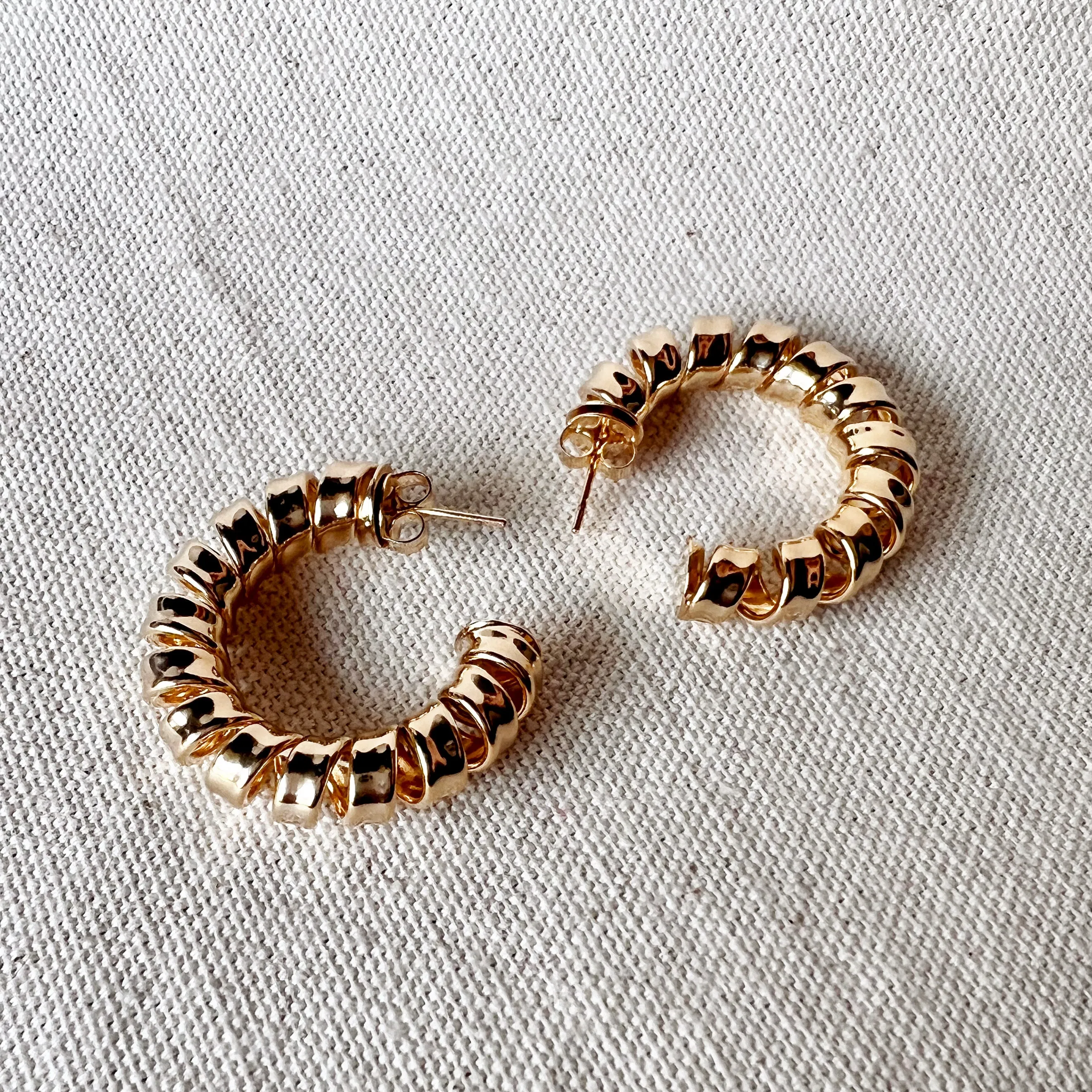 18k Gold Filled Curly C-Hoop Earrings Large