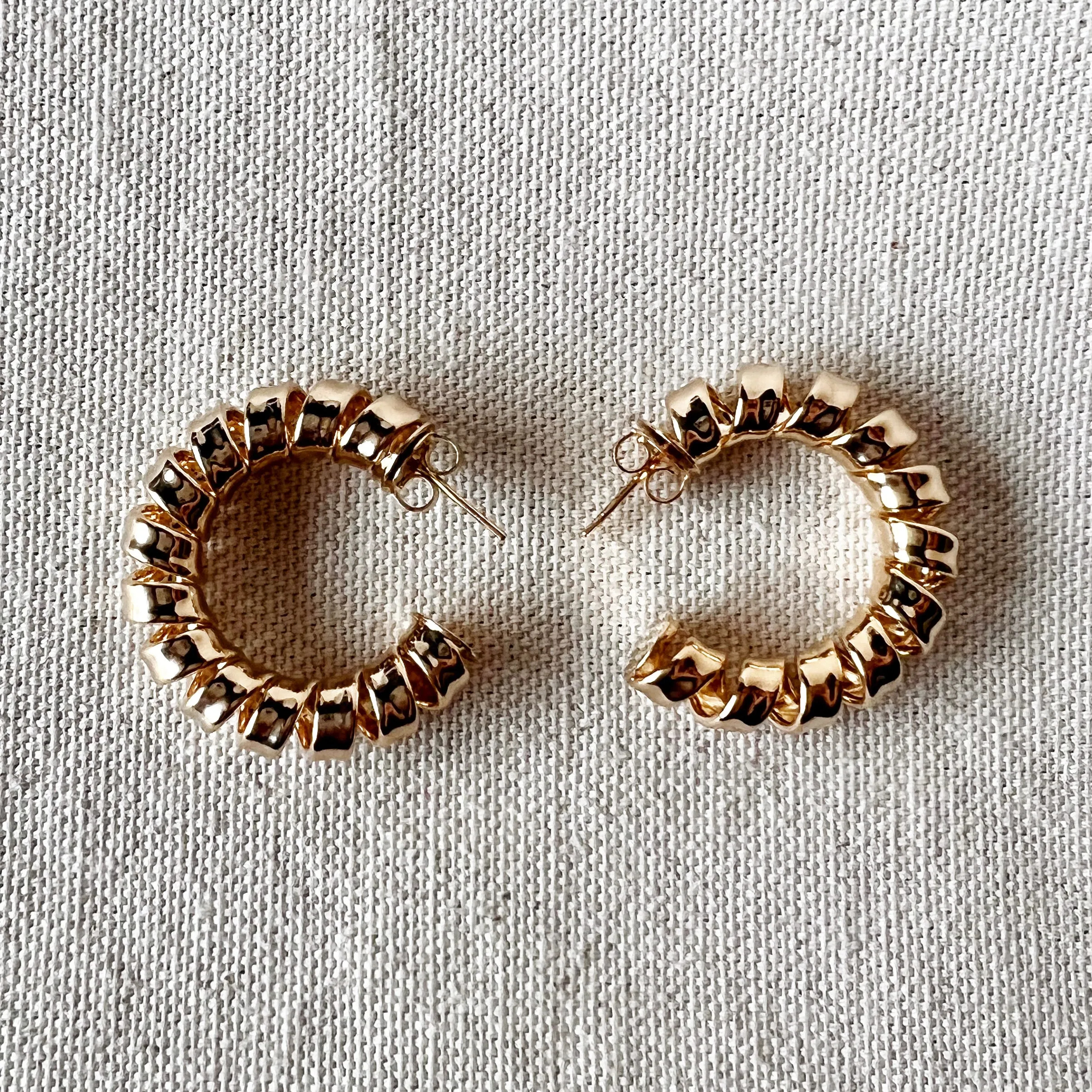 18k Gold Filled Curly C-Hoop Earrings Large