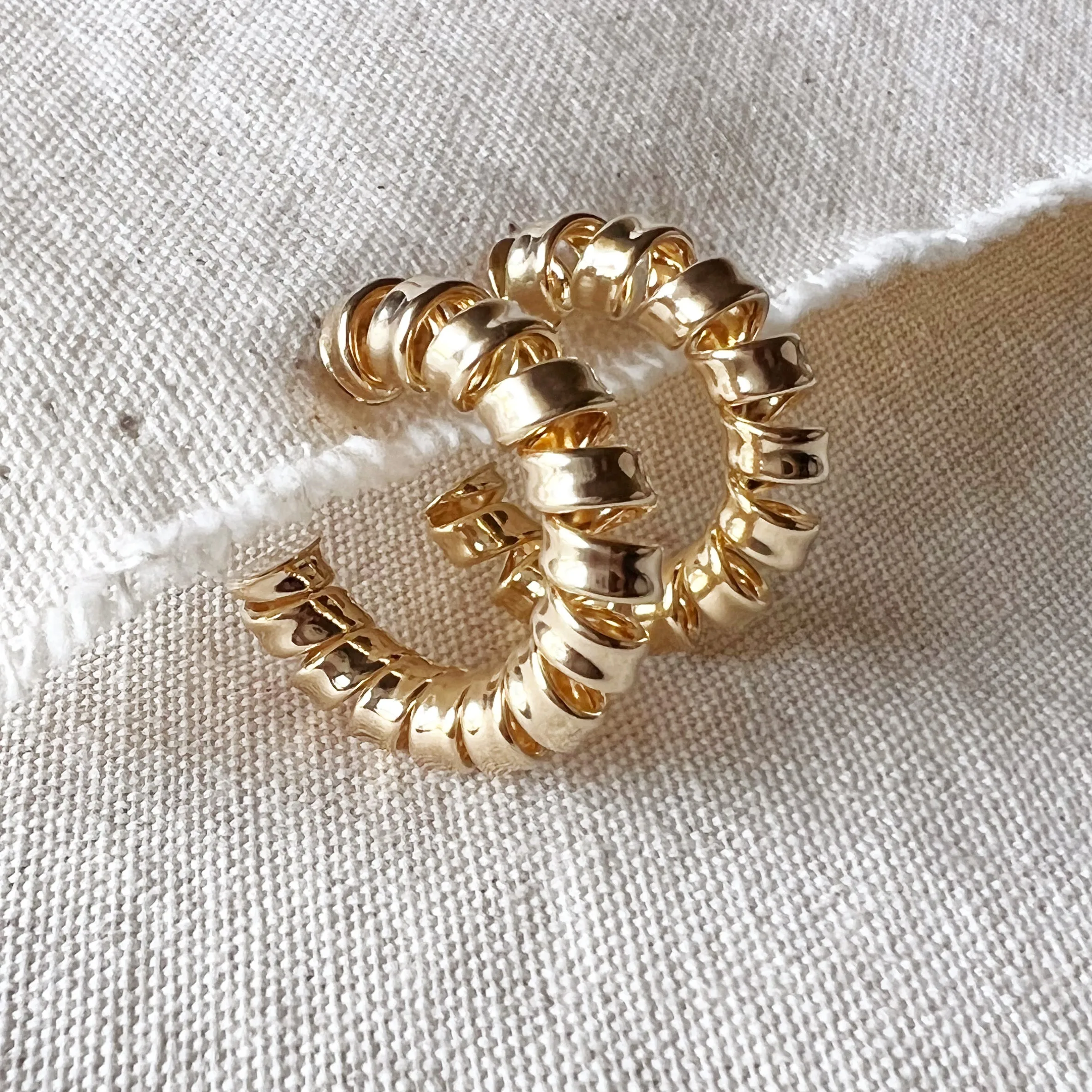 18k Gold Filled Curly C-Hoop Earrings Large