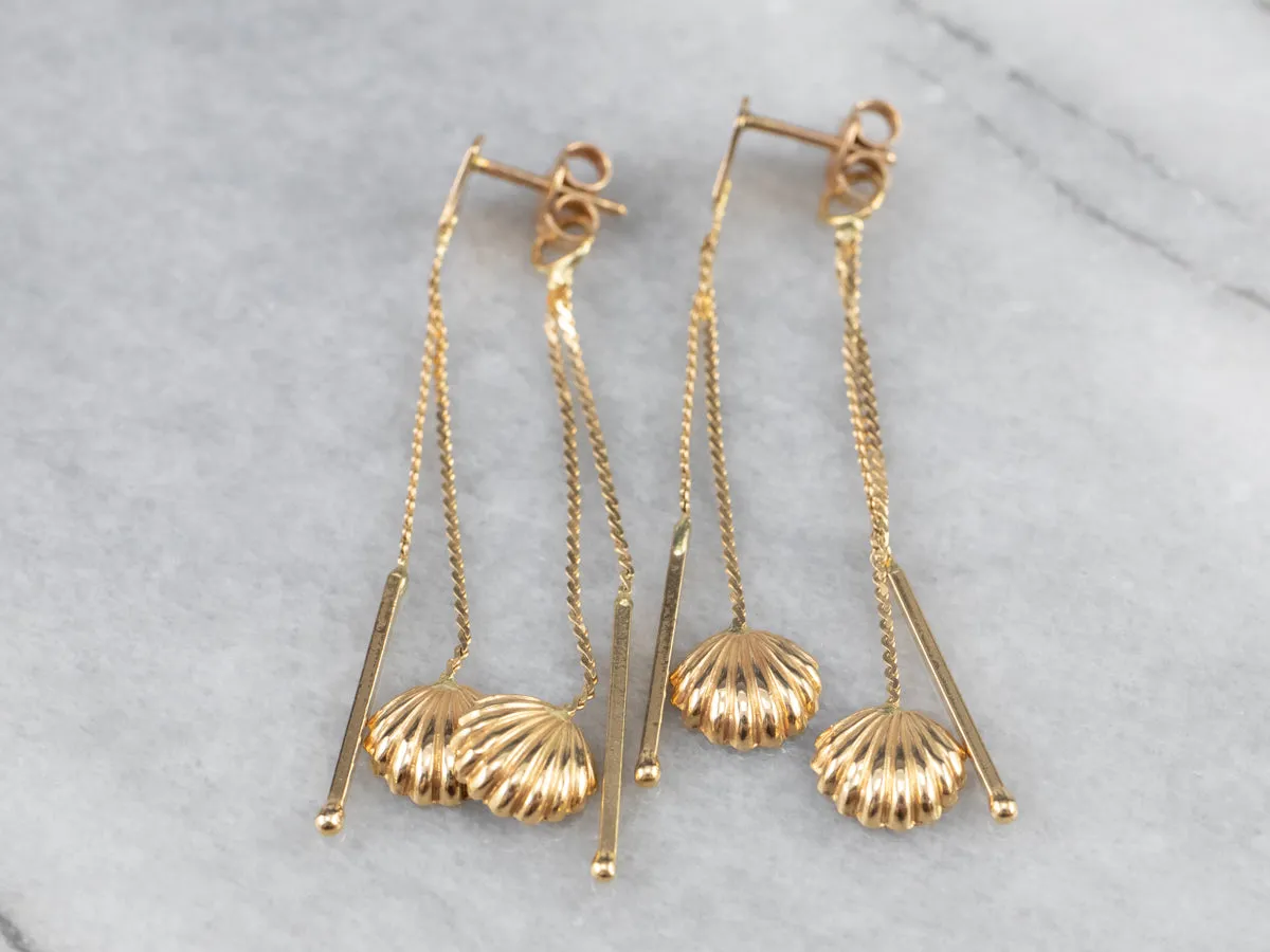 18K Gold Shell Tassel Drop Earrings