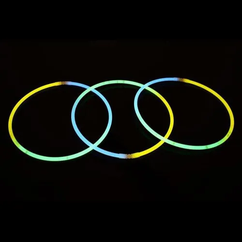 22 Inch Premium Jumbo Tri-Color Glow Necklaces - Aqua Green Yellow