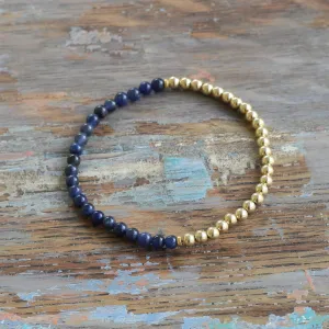 4mm Gold & Dumortierite Bracelet