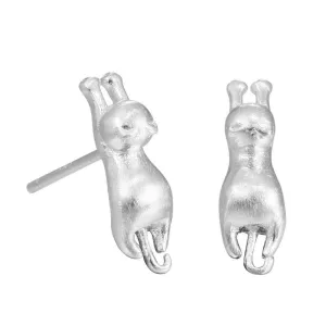 925 Sterling Silver overlay, Cat Earrings For Women