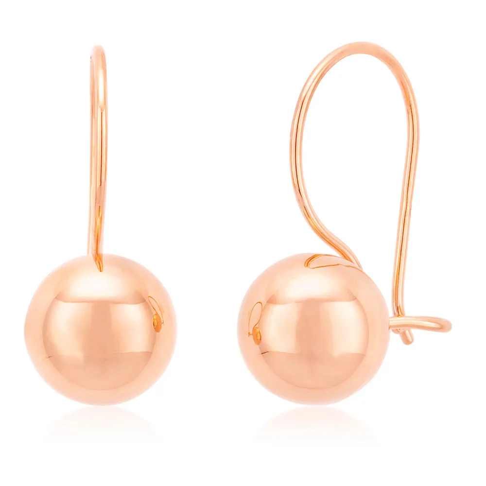 9ct Rose Gold 7mm Euroball Earrings