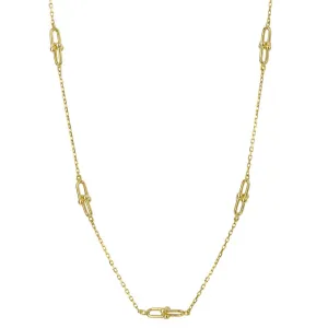 9ct Yellow Gold Chain Link Station Necklace GN384