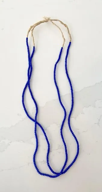 Beaded Glass Necklace/ Navy