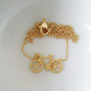 Bicycle Pendant Necklace, Gold or Silver