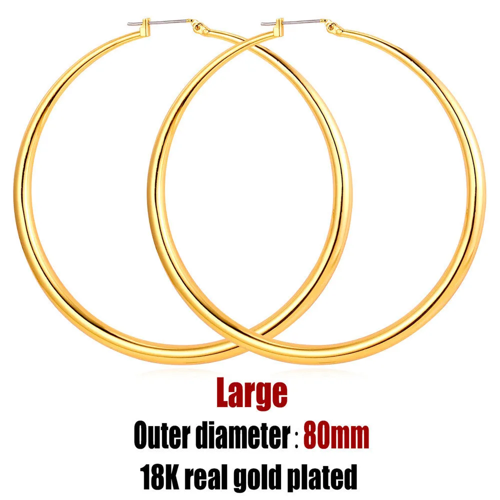 Big Basketball Wives Earrings Trendy Gold Plated Fashion Jewelry Round Large 3 Size Hoop Earrings Women