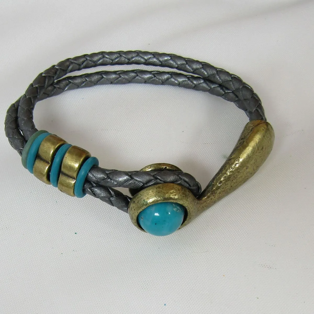 Brass Half Cuff & Leather  Bracelets