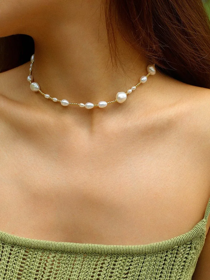 Candy Color Freshwater Baroque Pearl Bead Necklace