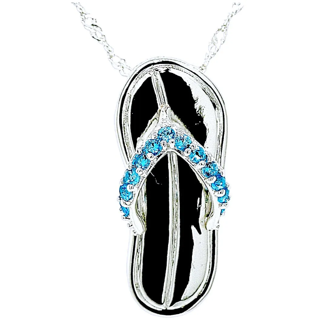 Caribbean Blue Flip Flop By The Sea Necklace