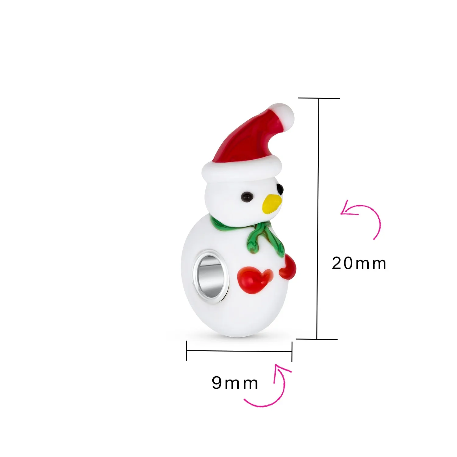 Christmas Charm Bead Snowman Murano Glass for European Bracelet