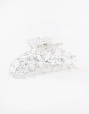 Clear Glitter Hair Claw Clip