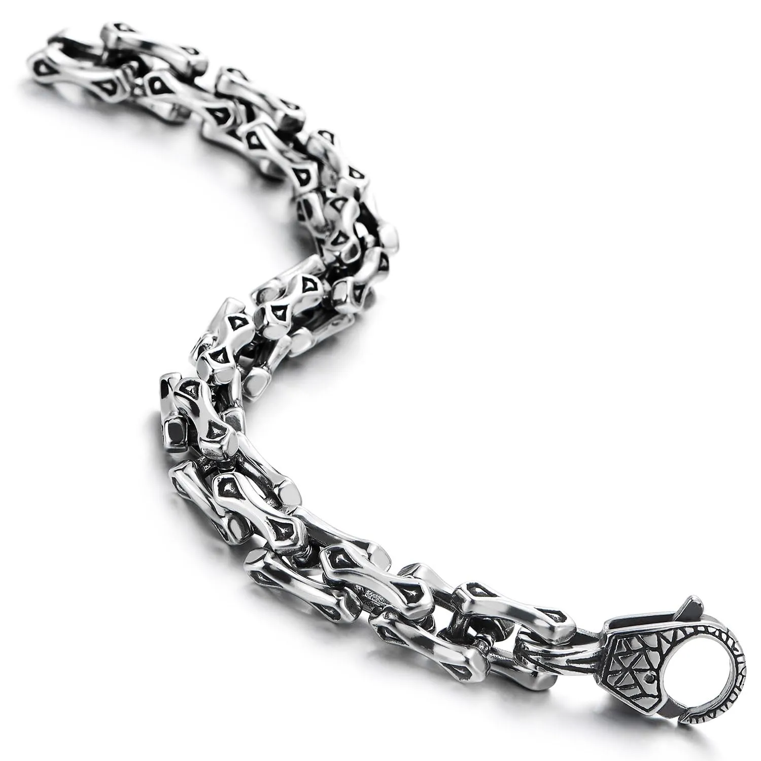 COOLSTEELANDBEYOND Mens Stainless Steel Link Chain Bracelet, Braided Interwoven, Unique Style