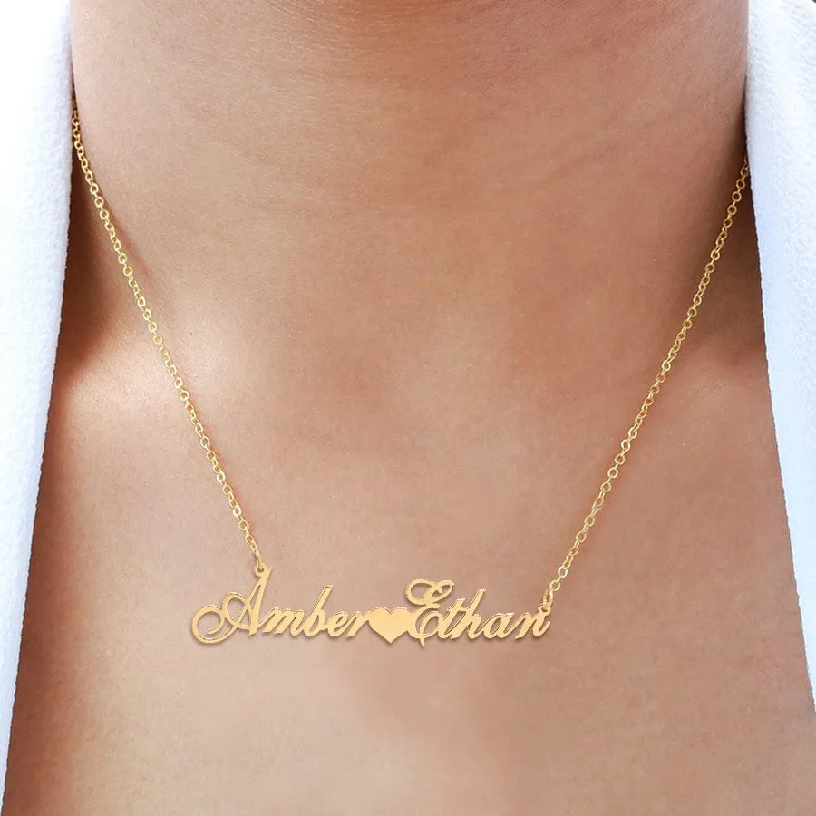 Couple's Name Necklace with Heart