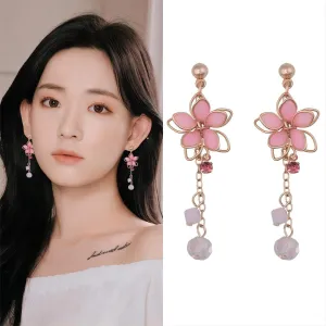 Crystal Cherry Blossom Dangle Earrings