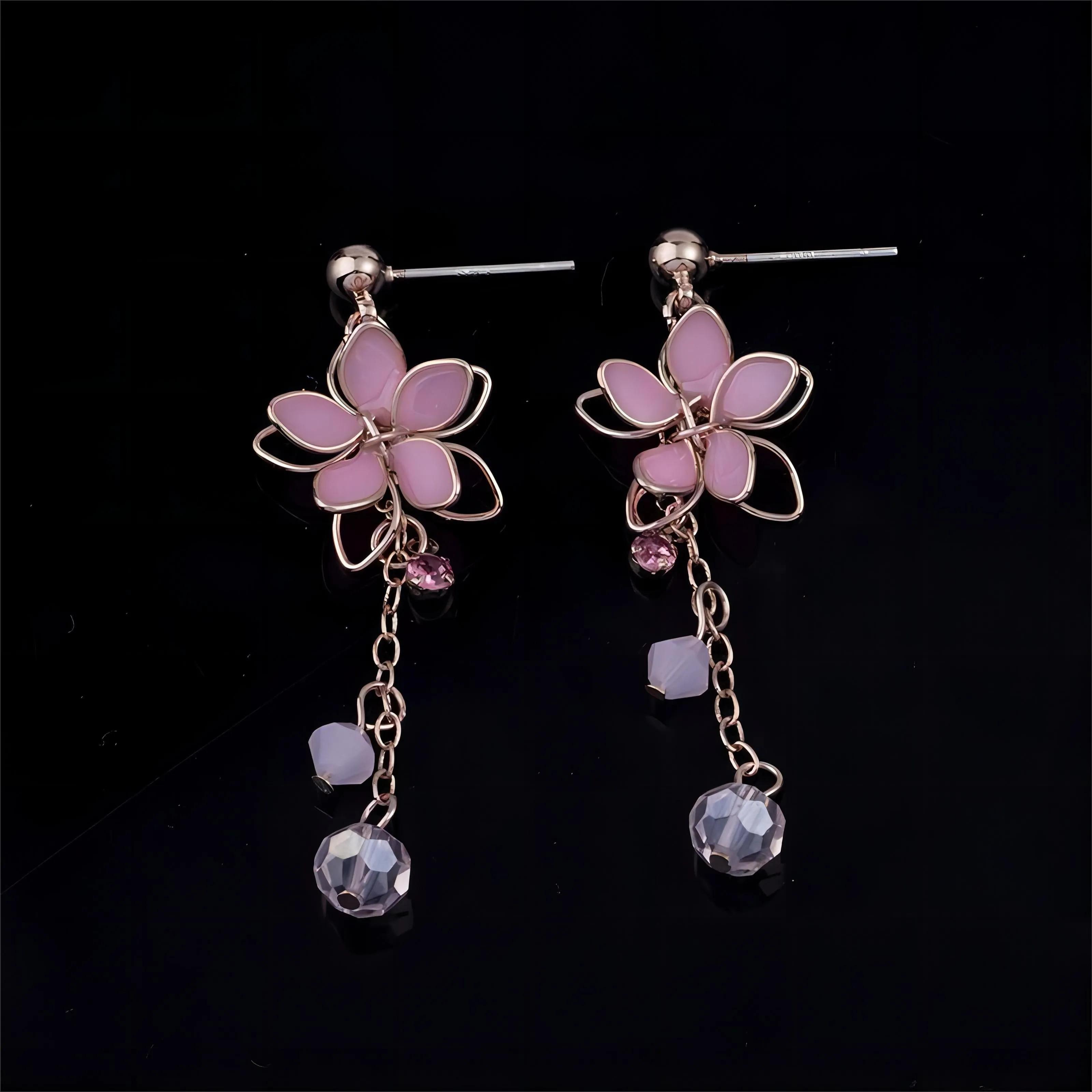 Crystal Cherry Blossom Dangle Earrings