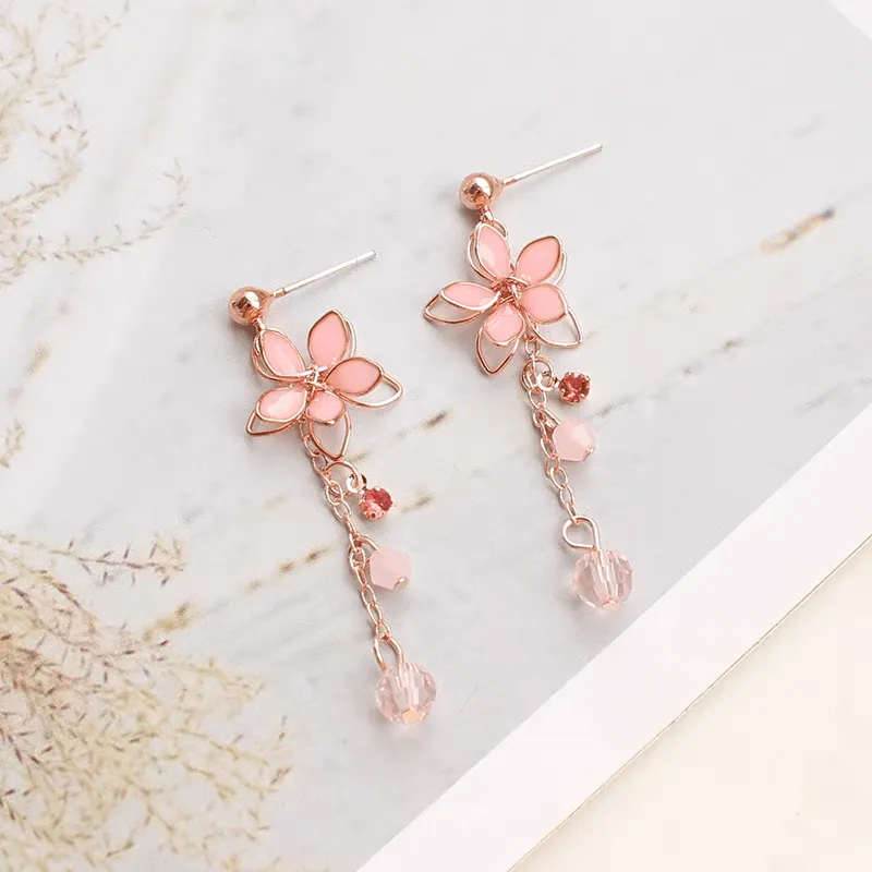 Crystal Cherry Blossom Dangle Earrings