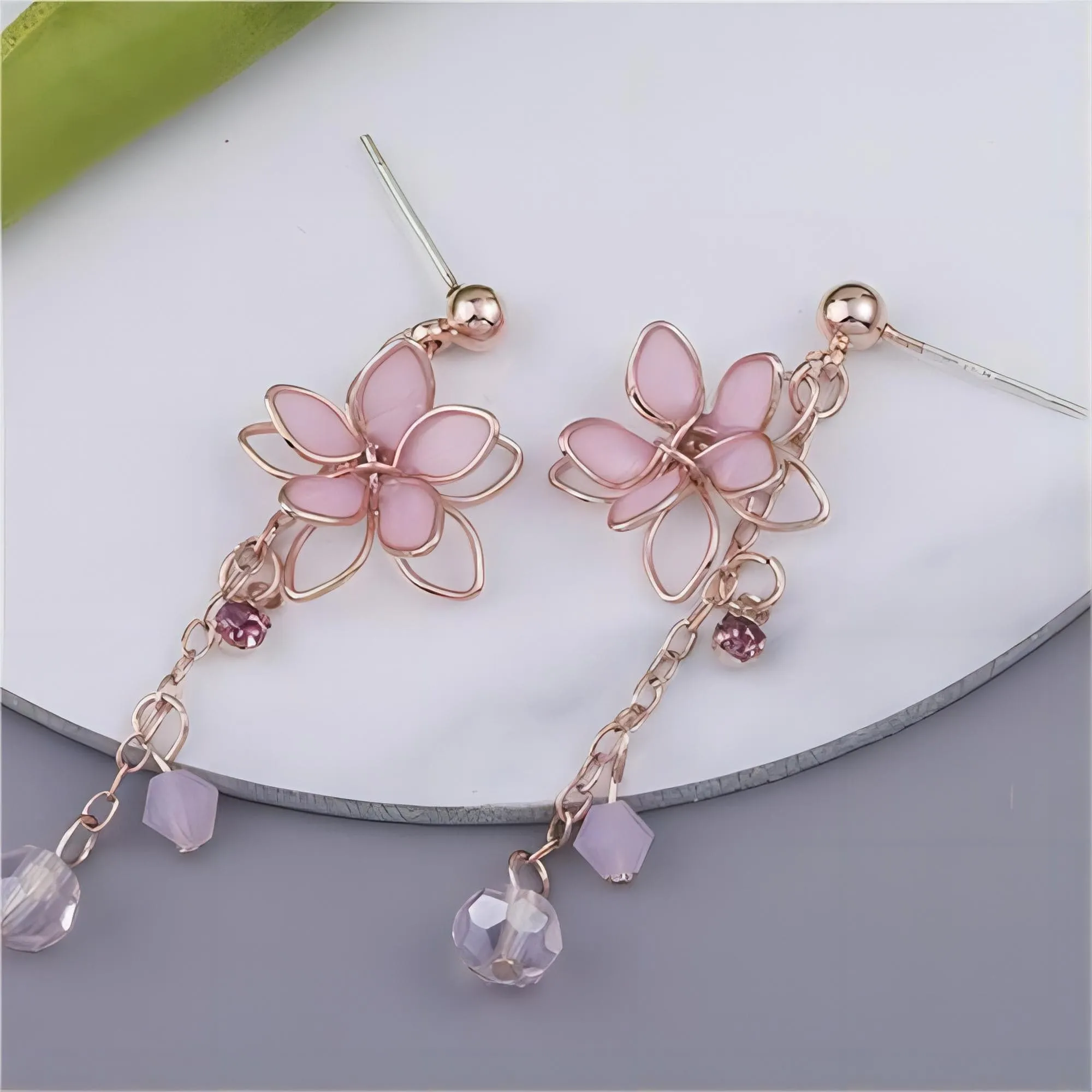 Crystal Cherry Blossom Dangle Earrings