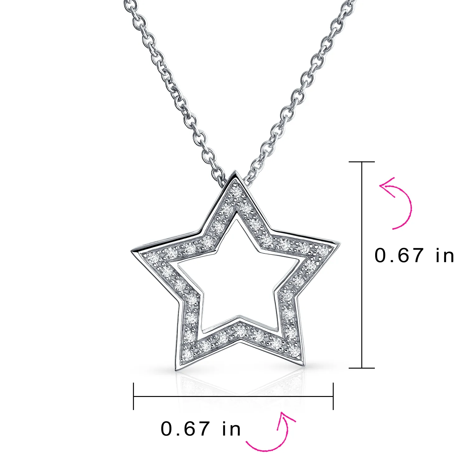 Cubic Zirconia Celestial Star Pendant Necklace in Sterling Silver USA Patriotic Design