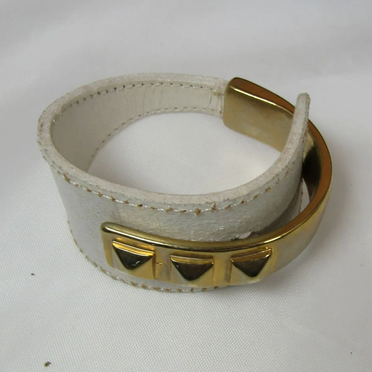 Cuff Leather Bracelet with Gold Accents