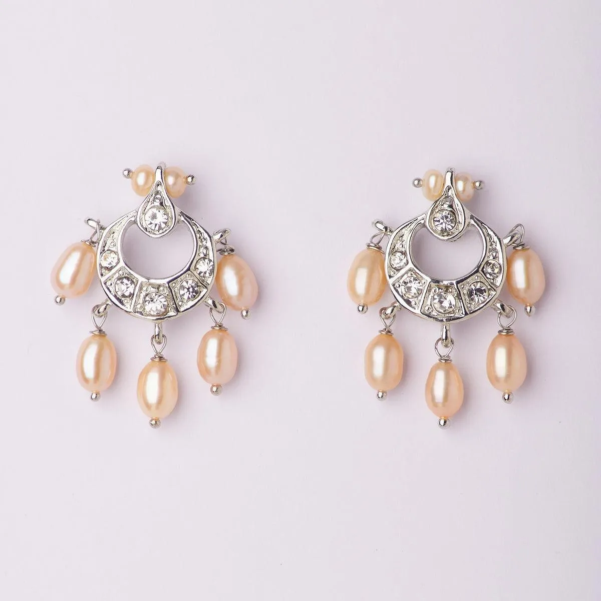 Delicate Stone Studded Pearl Earring