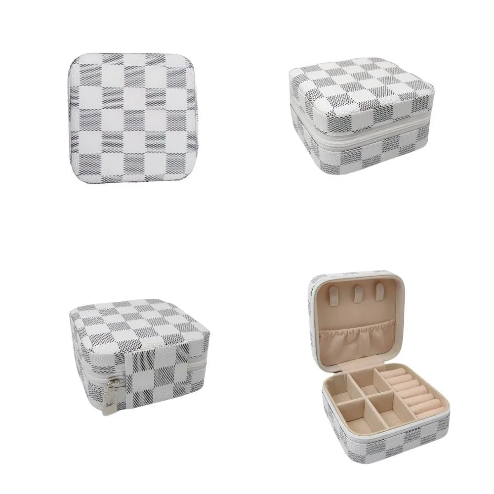 EG10302 Checkered Print Square Jewelry Box