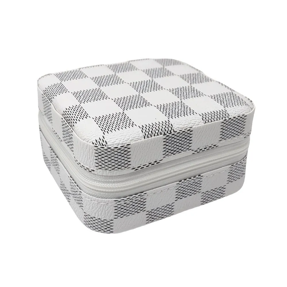 EG10302 Checkered Print Square Jewelry Box