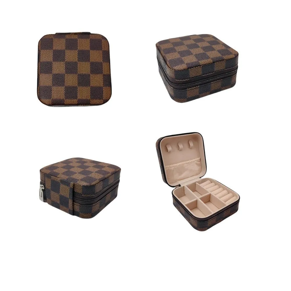 EG10302 Checkered Print Square Jewelry Box