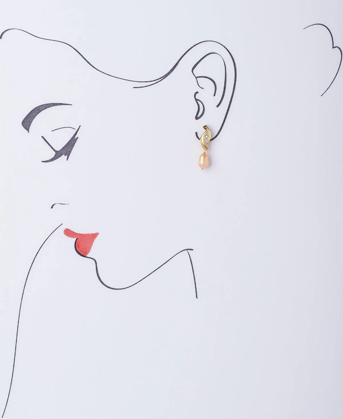 Elegant Stone Studded Pearl Earring