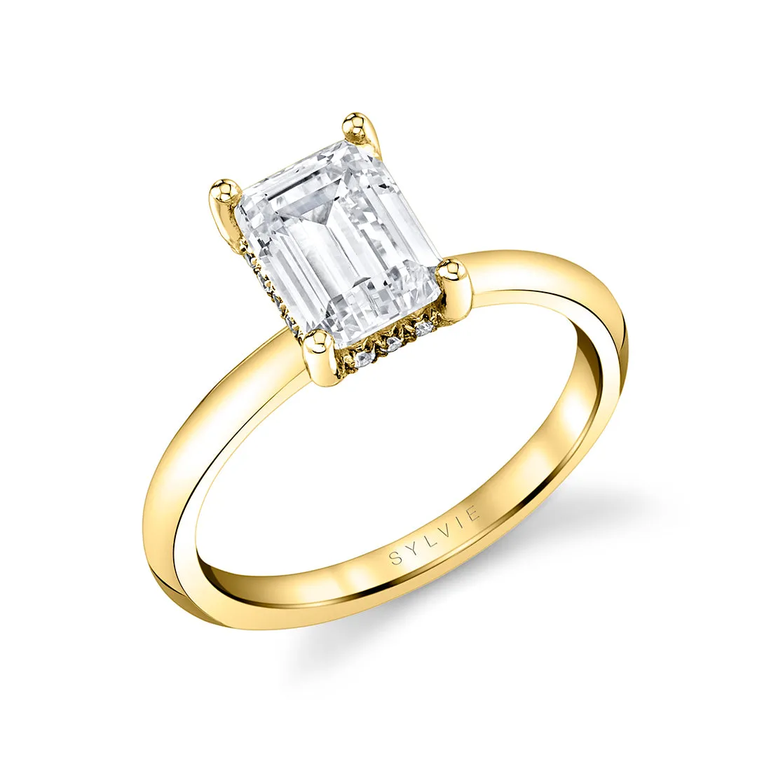 Emerald Cut Solitaire Engagement Ring - Joanna 18k Gold Yellow