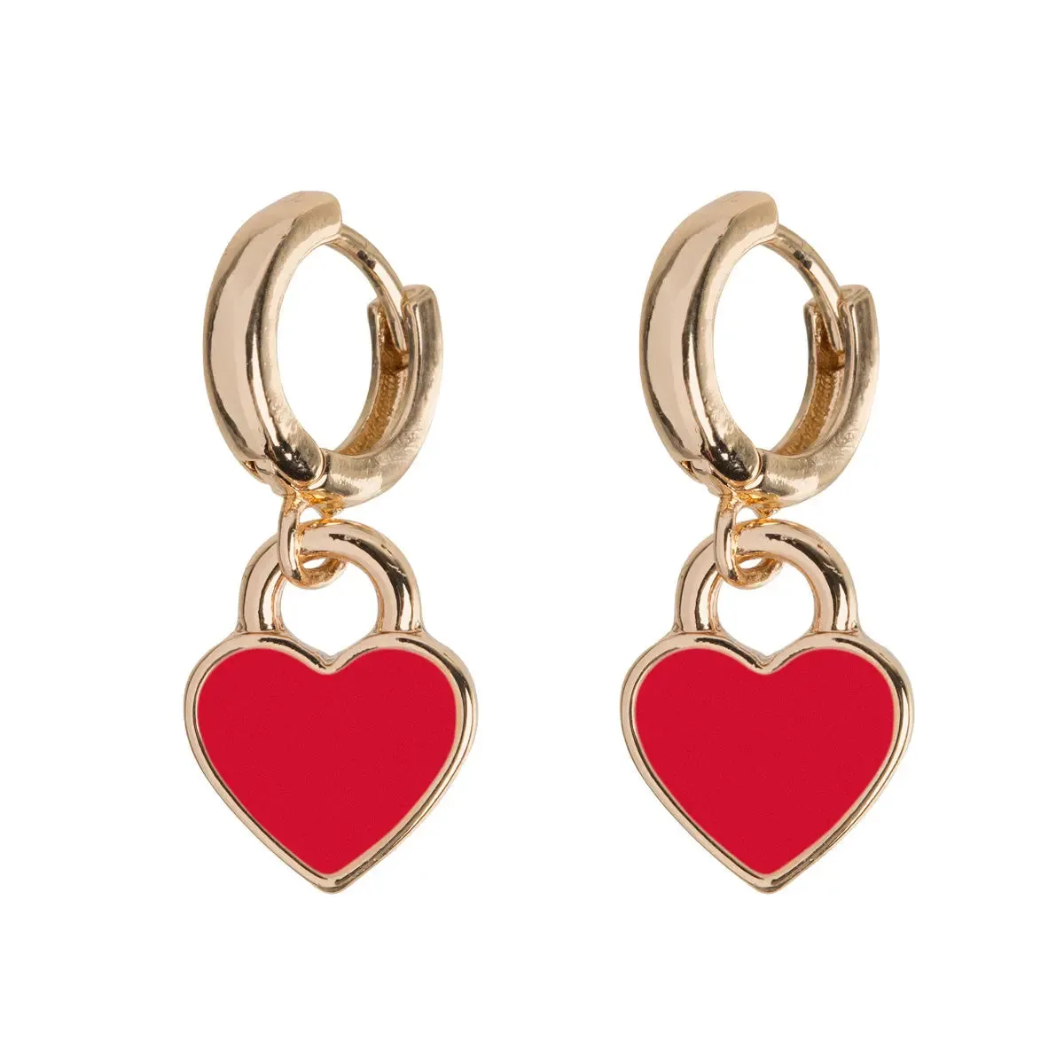 Enamel Heart Hoop Earring