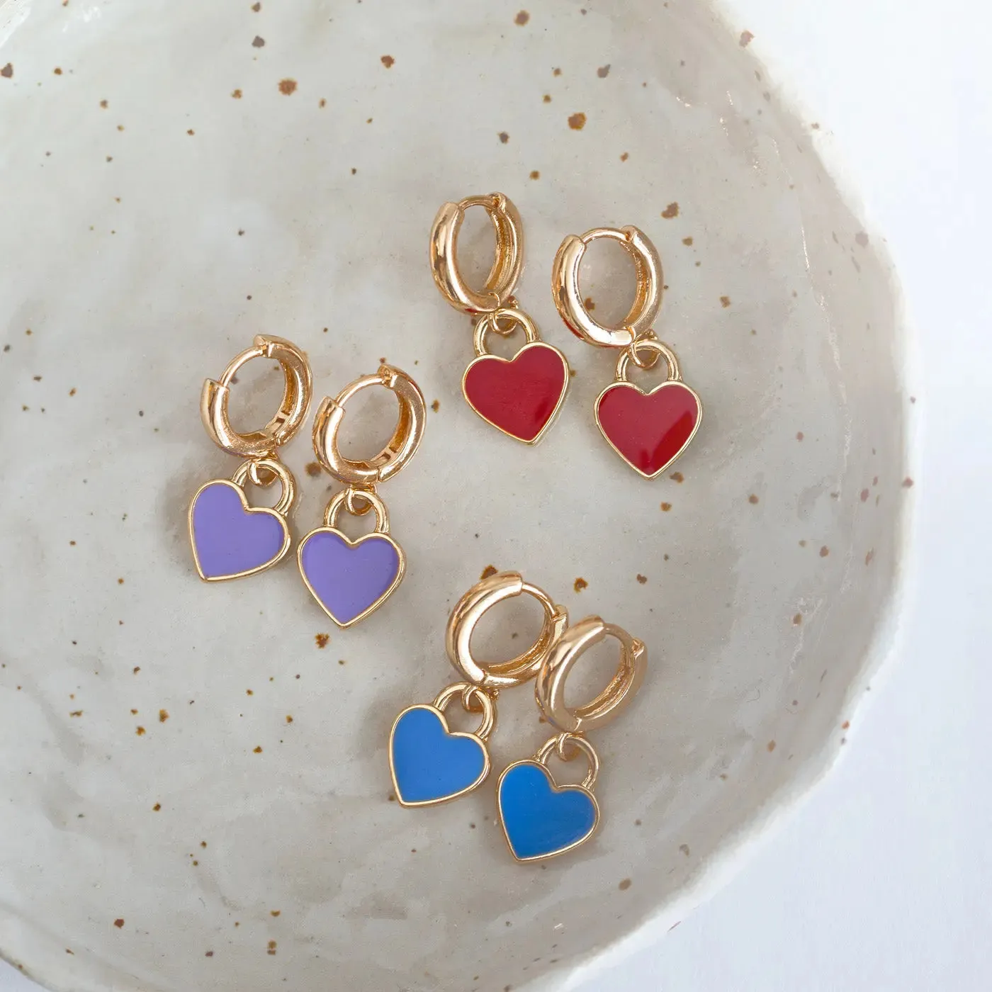 Enamel Heart Hoop Earring