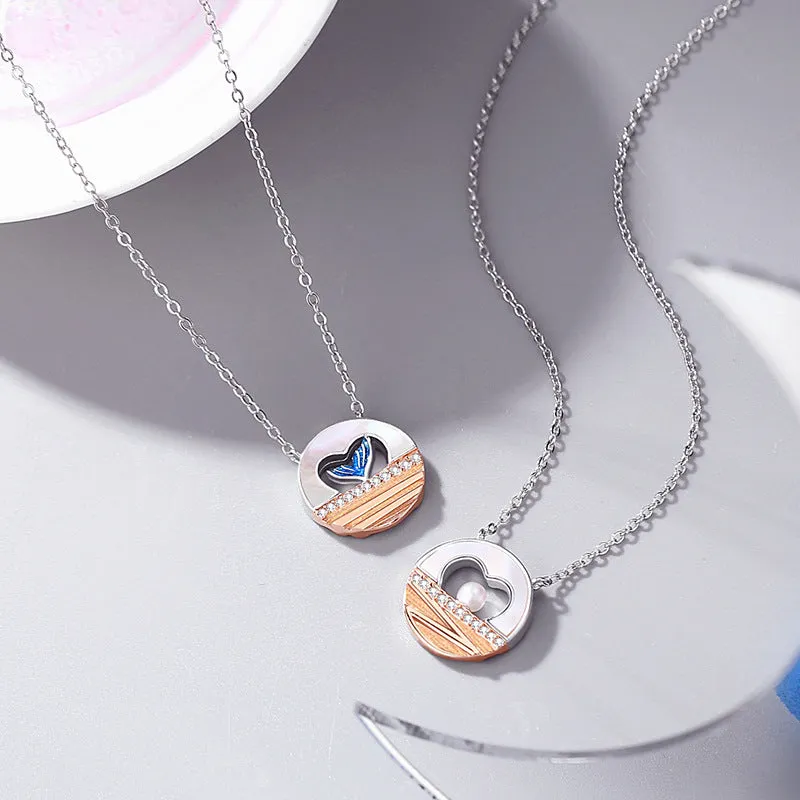 Engravable Matching Ocean Necklaces Set for Couples