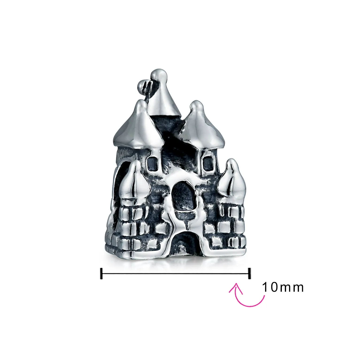 Fairytale Princess Castle Charm Bead in Sterling Silver for European Bracelets