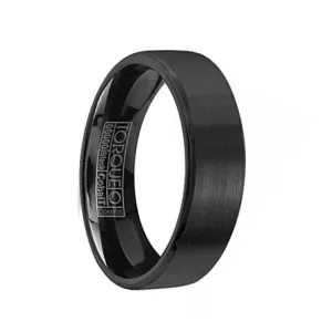 Flat Torque Black Cobalt Wedding Band Brushed Finish with Beveled Edges - 7 mm