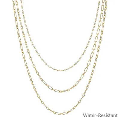 Gold Layered Set of 3 Water Resistant 16"-18" Necklace