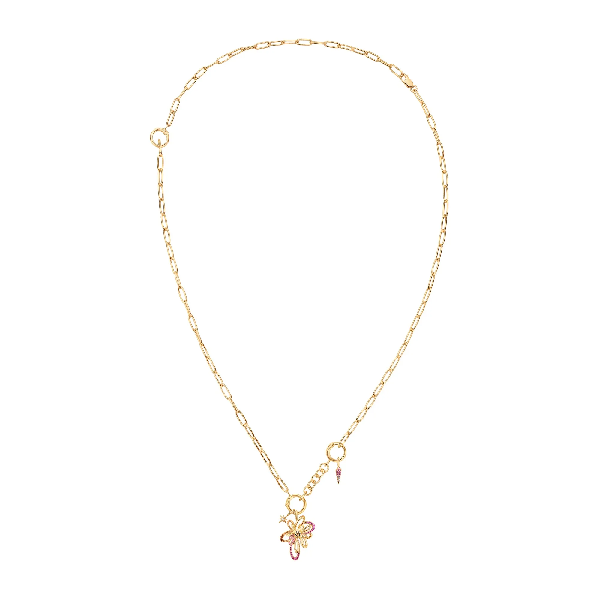 Gold Mini Link Charm Chain Connector Necklace