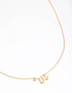 Gold Plated Brass Snake Necklace